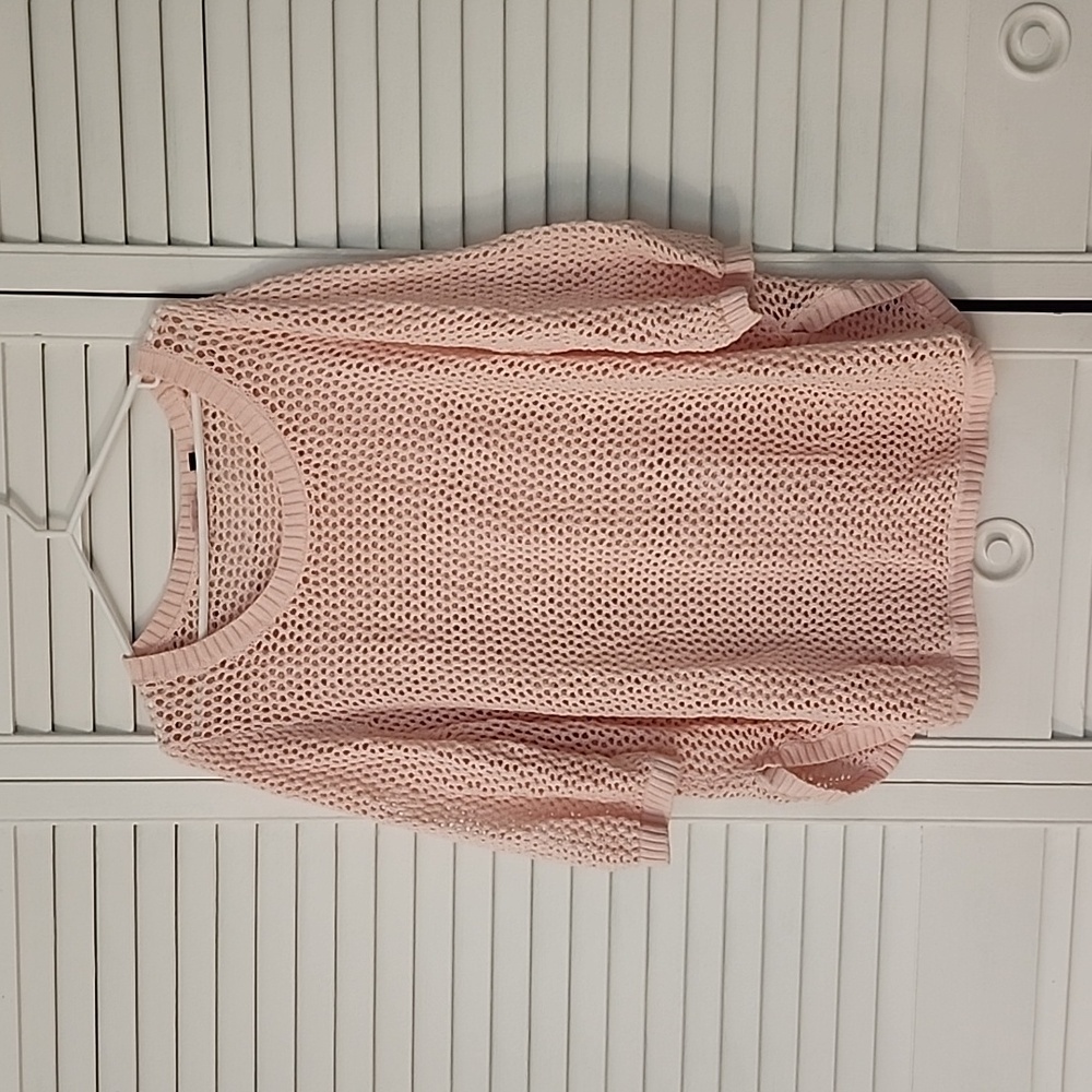 Pink 100 % cotton knit crochet sweater cover up. Size 2x